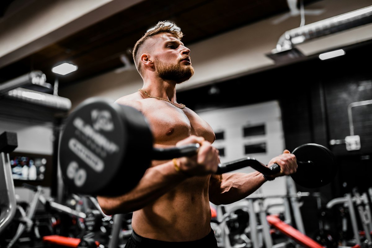 Man training with a dumbbell